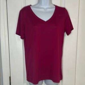 Nike Women's V-Neck Top - Dark Pink